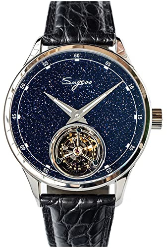 Sugess SU8230STRF Blue Gold Stone Star DUST Dial Tourbillon Master Seagull ST8230 Movement Sapphire Crystal Men's Business Luxury Mechanical Watch 1963