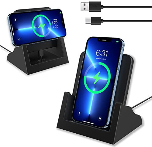 AMZCASE Wireless Charger, kabellose Ladestation, kompatibel mit iPhone 13/13 Pro/13 Mini/13 Pro Max/SE 2022/12/SE 2020/11 Pro Max, Galaxy S22/S22 Ultr/S21/S20/S10 (ohne AC Adapter)