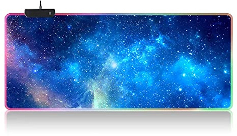 RGB-Mauspad XXL – Gaming-Mauspad 900 x 400 – LED 7 Farben – 4 Lichteffekte – verstellbar rutschfest waschbar – für PC Desktop und Laptop Stars C04