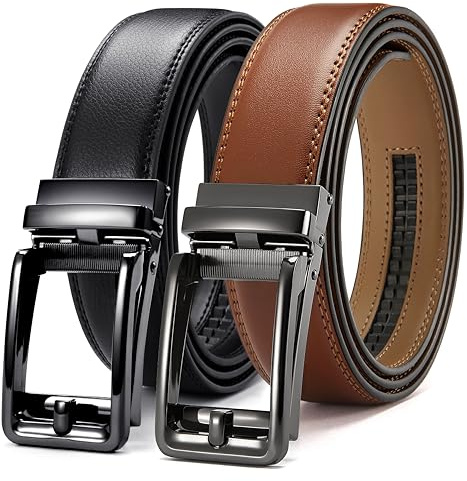 CHAOREN Cintura Uomo 2 Pezzi - Cintura Automatica in Pelle 35 mm, Design Micro-Regolabile e Tagliabile