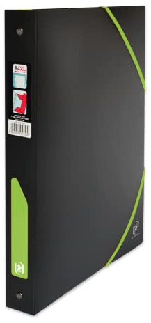 OXFORD Nomade For Students Ringbuch, A4XL, Rücken 40 mm, 4 Ringe, Einband, Polypropylen, zweifarbig, Schwarz/Grün