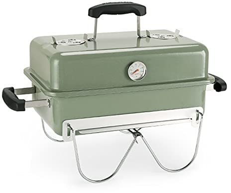 MOWEO Barbacoa de carbón compacta,Parrilla de Barbacoa portátil de sobremesa, con medidor de Temperatura, Flujo de Aire Ajustable, Estufa de carbón pequeña de Interior al Aire Libre para Camping