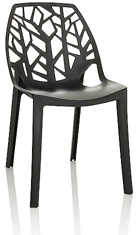 hjh OFFICE Schalenstuhl Gartenstuhl ARTIFO TRI Kunststoff Esszimmerstuhl Indoor und Outdoor, stapelbar, 729447 Schwarz