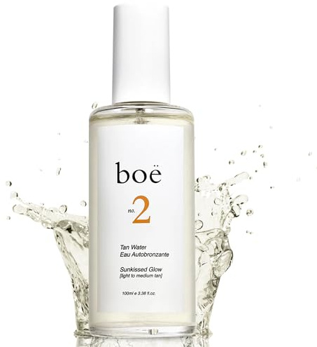 Boë No.2 Self Tanning Water – Fast-Drying, Streak-Free Spray Tan Mist for a Natural-Looking Gradual Self Tan – Hydrating, Improves Elasticity & Smoothness – Fragrance-Free, Sensitive Skin Safe, 100mL