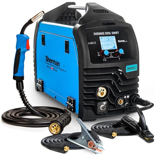 Sherman DIGIMIG 203L Swift - Soldador Inverter Profesional con Gas 200 A - Máquina de Soldar con Inductancia, Soldadura por Puntos, ATC - Soldadura: MIG/MAG, MMA, TIG - Tecnología IGBT