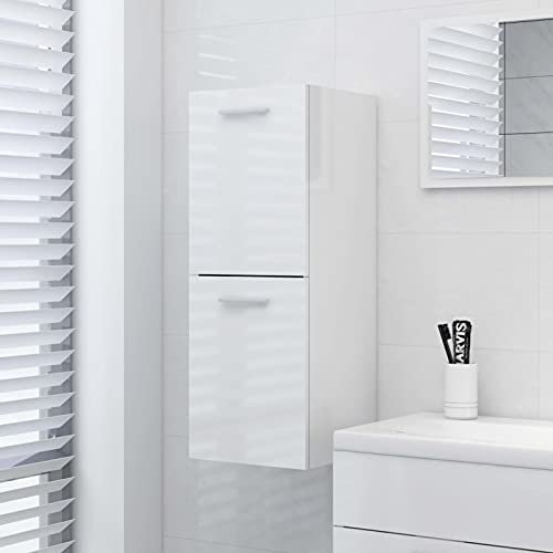 Iiaky Mobile da Bagno Bianco Lucido 30x30x80 cm in Legno Multistrato-Armadietto Bagno Sospeso da Parete Armadio Mobiletto Salvaspazio Mobile da Cucina Camera da Letto Lavatrice