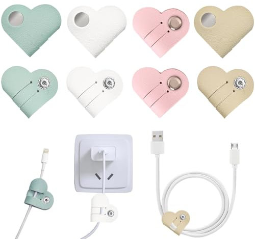 Lot de 8 boîtes de rangement en cuir Love, attaches de câble en cuir PU, boîte de rangement de câbles réutilisable, ensemble d'organisateur de cordon d'écouteurs, écouteurs et appareils