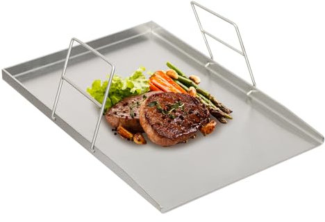 Donened - Plancha de acero inoxidable, 49 x 32,5 cm, plancha con 2 asas, plancha de gas, para cocinas, tiendas, restaurantes