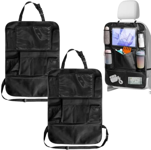 2 Pezzi Proteggi Sedile Auto Bambini Posteriore, Organizer Sedile Auto Posteriore, Schienale Auto, Organizer Auto Bambini con Taschina, Protezione Schienale Auto Impermeabile