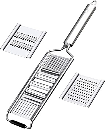 Grönsaksskärare, Grönsaksrivare - 3-blads köksrivare for morötter och mer Silver, 3-delars set