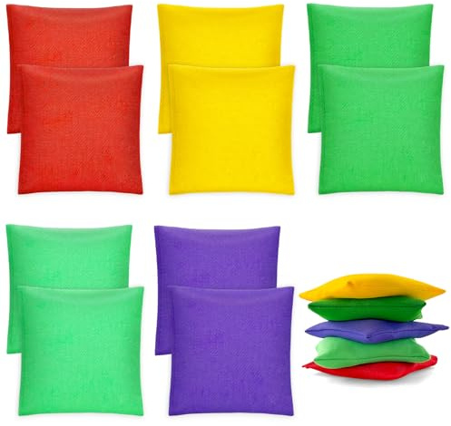 Bellanova Set da 10 Sacchetti di Cornhole, 10×10 cm 80 g Leggeri Sacchetti Cornhole Doppia Cucitura Rinforzata, per Giochi Indoor e Outdoor (10，10cm)