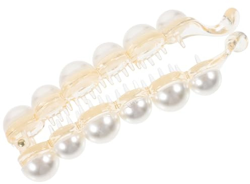 DIYEAH Pince Banane Maintien Cheveux Épais Assuré pour Queue de Cheval en Plastique Blanc Perles Confortable et Solide pour Mariage ou Rendez-vous