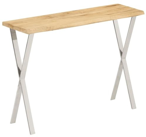 Frdhee Mesa de exposición, mesa de sofá estrecha, mesa auxiliar, mesa consola con borde de árbol, 105 x 33 x 76 cm, mango de madera maciza, mesa auxiliar moderna para vestíbulo, entrada, dormitorio