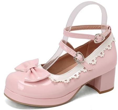 Donna Scarpe Tradizionali Scarpe Donna con Tacco Colore Blocco Fiocco Cinturino Quadrato Stivaletti Oxford Cerimonia