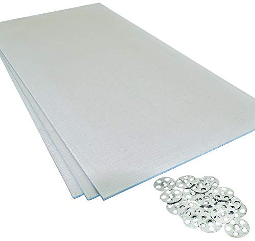 Tile Backer Board 6mm, 10mm and 20mm- Pack of 10 Boards - 60 Free Insulation Washers - Panel Size 1200 x 580mm - Wetroom Floor and Wall Insulation (1200 x 580 x 6mm + 60 Washers)