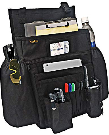 ECWKVN Car Front Seat Organiser -Car File Patrol Bag,Heavy Duty Passenger Tidy Backseat Organiser-Vehicle Storage Bag with 10 Multi Pockets for Laptops Tablet Cup Holder,Black