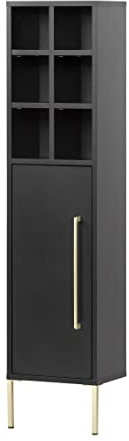 Schildmeyer Gloria Highboard 152607, schwarz/Gold, 130,6 x 30,4 x 21,8 cm