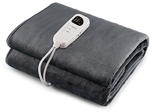 GOFLAME Heated Electric Mattress Pad Twin, 71” x 30” Electric Heated Mattress with 5 Heat Settings, 8H Auto Shut Off, Overheat Protection, Machine Washable Electric Bed Warmer for Home & Office (Grey)