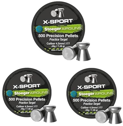 ECOMMUR Confezione di pallini Stoeger X-Sport (4,5 mm) | 500 unità per scatola. 0,48 g per pallino. Confezione da 3 scatole
