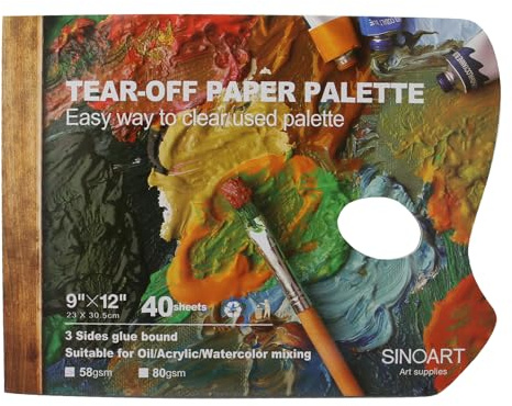 Paintersisters Palette de 40 feuilles détachables A4 en papier ciré pour peinture à l'huile, acrylique, gouache et aquarelle