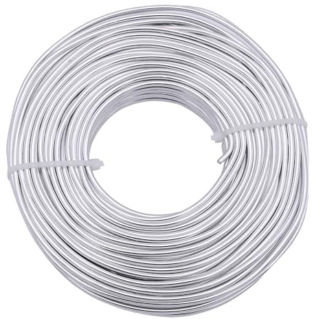 Uxney Filo metallico per gioielli, filo di alluminio 0,8mm - Per lavori manuali, creazione di gioielli, fai da te e artigianato in metallo (bianco argento, 30 metri)