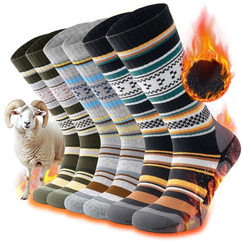 TANSTC Calzini Termici Donna 43-46 Calze Invernali Uomo Calze Uomo Lunghe Lana Merino, Classici, Traspiranti, Escursionismo, Natalizi, Colore Maschile 3 Paia