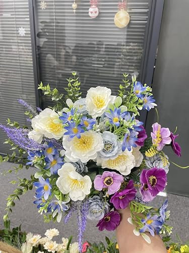 HUAESIN Fleur Artificielle Bouquet de Fleurs Deko Printemps Pivoine Camomille Artificielles Fleur en Soie pour Arrangements Floraux de Mariage Maison Bureau Fête