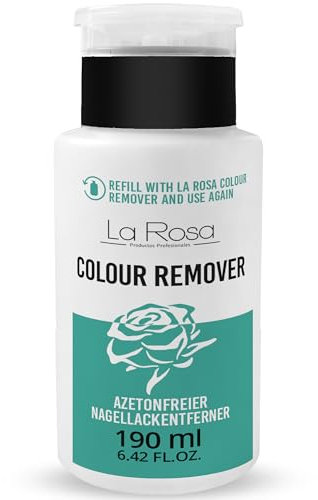 LaRosa Quitaesmalte para uñas SIN ACETONA 190 ml en botella con dispensador/bomba: para retirar los esmaltes convencionales de uñas naturales, de uñas de gel, de uñas acrílicas, uñas fibra de vidrio