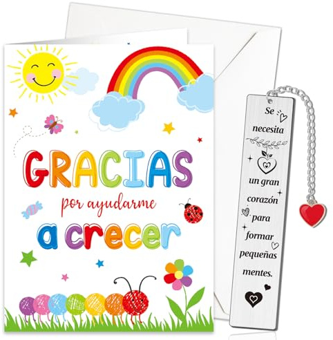 DPKOW Present barnlärare, spanska bokmärkeskort lärare tack lärare originella gåvor till lärare primär gratulationskort lärare detaljer present följeslagare jul