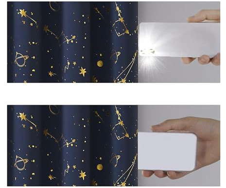 ZHOCHI Navy Full Blackout Window Curtains Stellar Metallic Noise Reducing Panels 84 Inches Long Grommet Top for Kid,Thermal Insulation Window Treatment for Boy Girl Bedroom Living Room,52Wx84Lx2