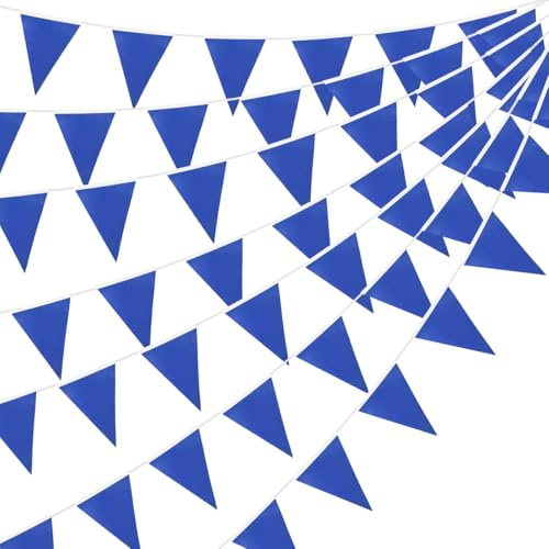20 m 52 bandierine blu in tessuto, striscioni triangolari per interni ed esterni, compleanni, baby shower, matrimoni, giardino, casa, decorazioni per feste