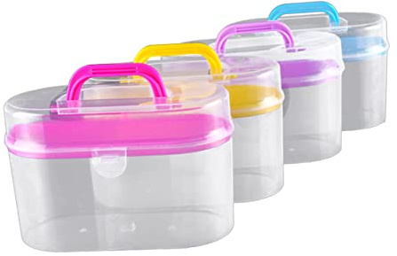 YOSADIER Contenitore per Materiale da Cucito Plastica Rigida 14,5 Cm Doppio Scomparto e Maniglia Girevole, Organizer Portatile per Articoli da Cucire, Custodia Pratica per Trasporto e Uso Quotidiano