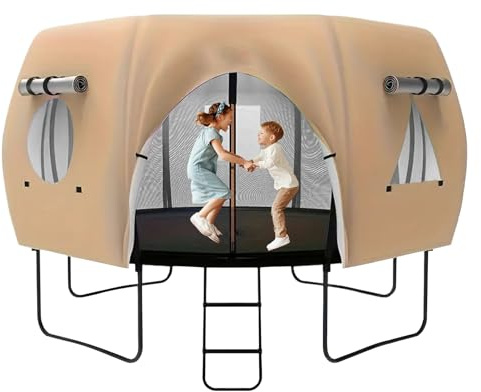 Qkbuza Housse d'Ombrage pour Trampoline | Protection Contre Le Soleil Extérieure | Pare Soleil Et Accessoire De Toit pour Trampoline De Jardin De 4,2 Mètres