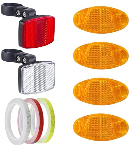 Xynovate 9 Piezas Reflectores Portaplaca para Bicicleta Ojo de Gato, Reflector de Rueda de Bicicleta, Altamente Reflectantes y Intemperie para Bicicleta, Moto