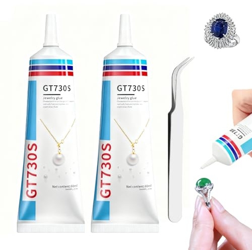 2 Stück 60ml Schmuckkleber Mit Bringen Sie Eine Pinzette,Schmucksteinkleber Zum Verkleben Von Bastelkleber Transparent,Schmuckkleber Wasserfest Für Schmuckstein, Bastelarbeiten