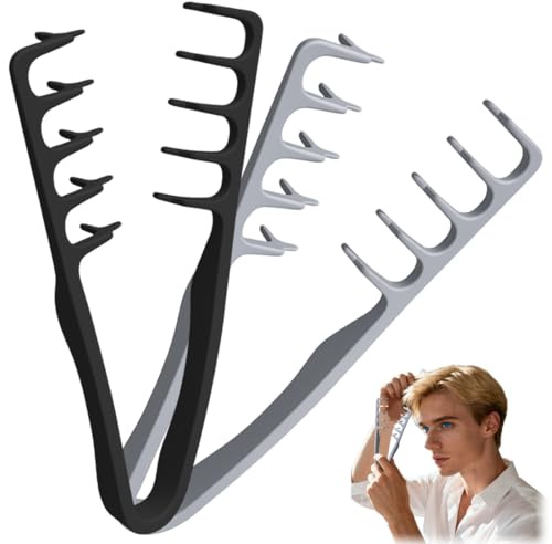 Pettine Uomo Volumizzante - Texture Comb a Denti Larghi, Pettine Pinza per Capelli Ricci e Mossi, Styling Professionale per Volume Radici