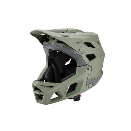 Fzaqwen Adult Bike Headgear Mountain Bike Helmet Full Face Downhill Helmet Men Women PC Impact orbing Foam Guard Comfort Padding suitable for downhill riding, Green Gray, L 59-61CM
