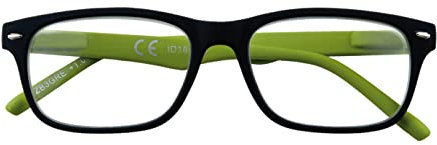 Zippo Occhiali da Lettura, Realizzati con Montatura dalle Linee Morbide, Ideale per Uomo e Donna, Diottria +2.00, Color Nero, Aste Verdi