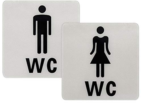 NATEE 2pcs Señal de Aseos Hombre Mujer, Cartel de WC Mujer Hombre, Cartel de Aseos Acrílico Adhesivo para Restaurante Baño Cafetería Bar Tienda Impermeable 12.5 * 12.5cm Moderno Anti-resbalón