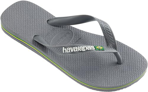 Havaianas - Brasil Logo, ikonische, bequeme und langlebige Badelatschen mit Brasilien- Flagge und rutschfester Sohle mit farbigen Streifen, Unisex-Erwachsene