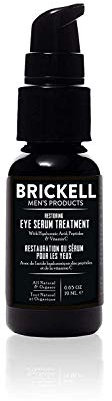 Brickell Men's Restoring Eye Serum Treatment for Men, Natural and Organic Eye Serum to Firm Wrinkles, Reduce Dark Circles, and Promote Youthful Skin 19 ml, Unscented