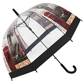 ANWUYANG San Bâtiment 1pcs European Style Umbrella Street View Transparent Umbrella, Écologique Épaissie Apollo Cage À Oiseaux Parapluie (Color : Blue)