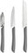Amefa - 3-teiliges Küchenmesser-Set – Officemesser, Schälmesser und Gemüsemesser – Eclat – Edelstahl 13 C, Hochglanz-Finish – Grau