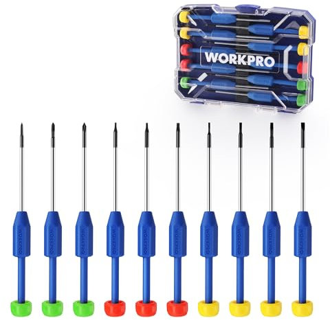 WORKPRO Mini Schraubenzieher Set 11tlg. mit Box, Präzision Schraubendreher klein SL/PH/Torx, Präzisionsschraubenzieher Set für Uhr Elektronik Reparatur Feinmechanik