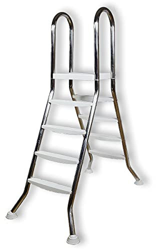 Paradies Pool® Edelstahl V2A Aufstellbecken - Poolleiter Hochbecken für freistehende oder teileingelassene Becken bis 120 cm Höhe, Menge: 1