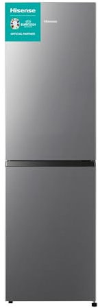 Hisense RB327N4ADD Kühl-Gefrier-Kombination, EEK D, Total NoFrost, wechselbarer Türanschlag, Flaschengitter, 171 Liter Kühlteil, 85 Liter Gefrierteil, Inox Look