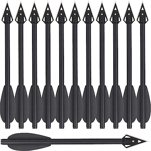 HUNTSPM Mini Crossbow Bolts Aluminium Crossbow Arrows 6.3 Sharp Broadhead Tips Hunting Arrows for 50-80lbs Mini Crossbow Archery Pistol-Hunting Shooting Target Practice