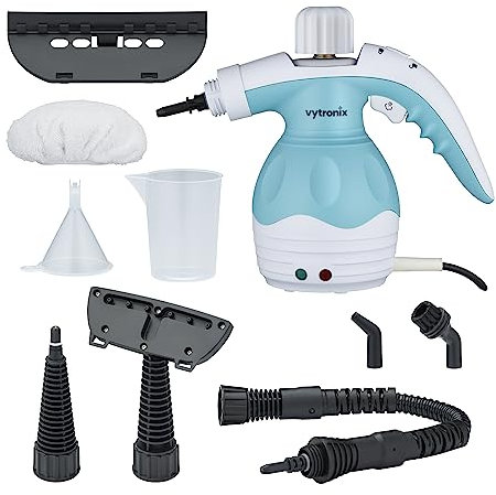 Vytronix HHG230 Portable Handheld Steam Cleaner, kills 99.9% bacteria, 9 in 1 Steamer, Steam Gun, Multipurpose for cleaning Bathroom, Kitchen, Floors, Windows, Car and Upholstery