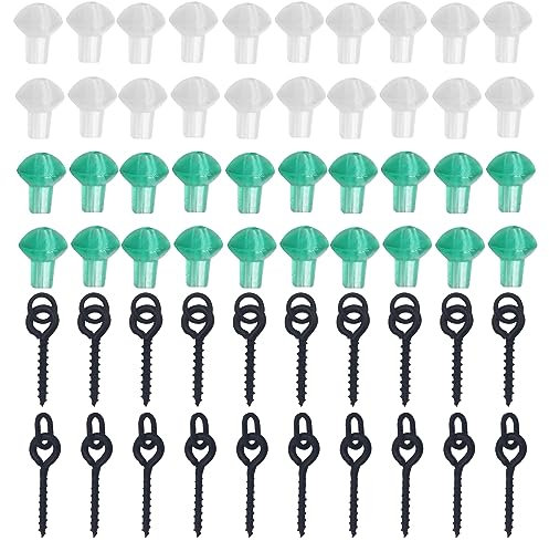 RTRTGS 20 Stücke Haken Boilies Schraube,Screw Köder,Hohe Zähigkeit Gewinde Köder Ring,40 Pcs Hook Stops,Screw mit Festen Ring Karpfenangeln Hair Tackle für Chod-Rigs Köder Haken