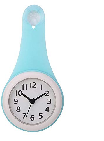 Gavigain Bathroom Clock, Fashionable Waterproof Hanging Kitchen Clock for Home Saunas Office (Blue)